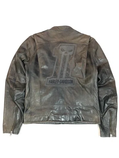 Pre-owned Harley Davidson X Leather Jacket Harley Davidson Leather Moto Biker Jacket In Grey
