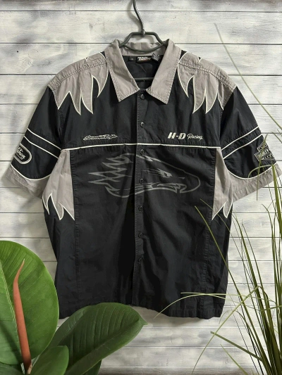 Pre-owned Harley Davidson X Racing Vintage Shirt Harley Davidson Racing Screamin Eagle In Black
