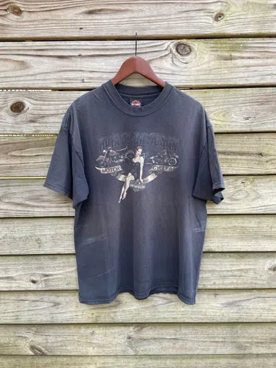 Pre-owned Harley Davidson X Vintage 90's Faded Harley Davidson Graphic T-shirt Usa In Black