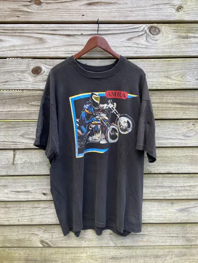Pre-owned Harley Davidson X Vintage 90's Harley Davidson Amra Racing Faded T-shirt Usa In Black