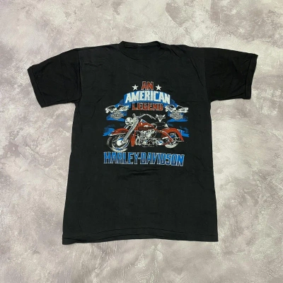 Pre-owned Harley Davidson X Vintage Harley Davidson American Legend Tee In Black