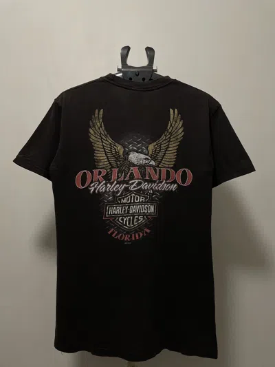 Pre-owned Harley Davidson X Vintage Harley Davidson Orlando Vintage T Shirt In Black