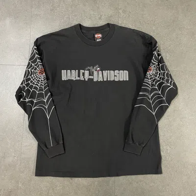 Pre-owned Harley Davidson X Vintage Harley Davidson Spider Web Longsleeve Shirt In Black