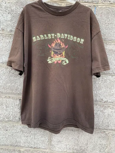 Pre-owned Harley Davidson X Vintage Harley Davidson Vintage Faded T Shirt In Brown