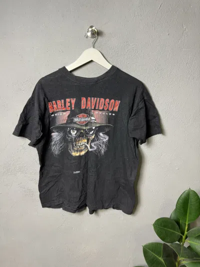 Pre-owned Harley Davidson X Vintage Harley Davidson Vintage Skull T Shirt In Black