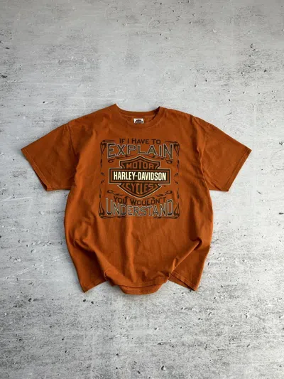 Pre-owned Harley Davidson X Vintage Y2k Baggy Harley Davidson Oversized T-shirt 90-00s In Orange