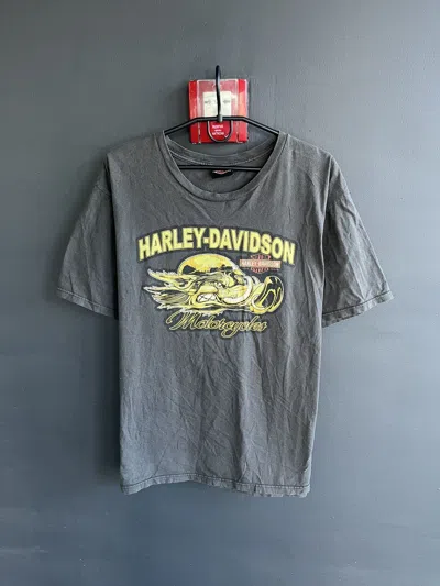 Pre-owned Harley Davidson X Vintage Y2k Harley Davidson Dubai Motor Cycling T Shirt In Grey