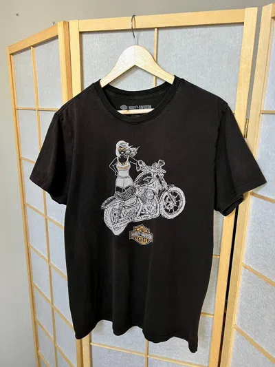Pre-owned Harley Davidson X Vintage Y2k Hd Vtg 2000s Faded Sun T Shirt Girl Double Printed In Brown
