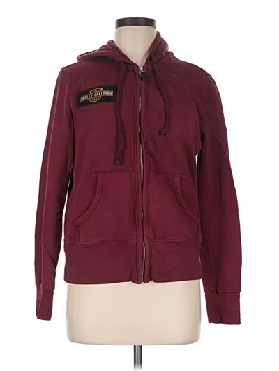 Pre-owned Harley Davidson Zip Up Hoodie In Burgundy
