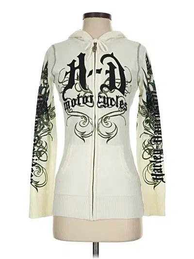 Pre-owned Harley Davidson Zip Up Hoodie In Ivory
