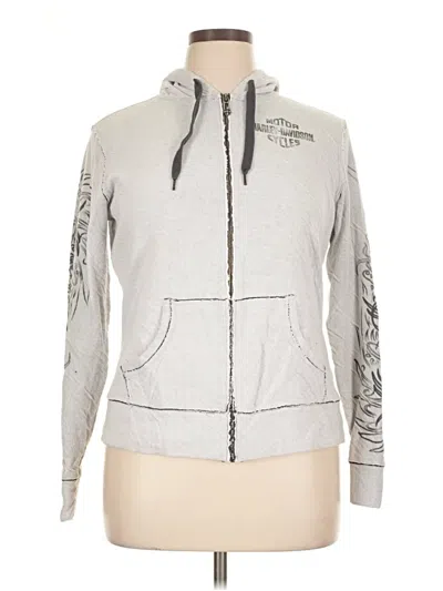 Pre-owned Harley Davidson Zip Up Hoodie In Silver