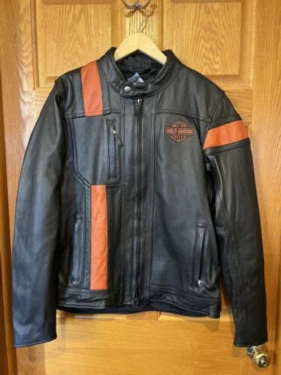 Pre-owned Harley-davidson Co428 Harley Davidson Hwy 100 Waterproof Leather Jacket Mens Medium 98000-22vm In Black