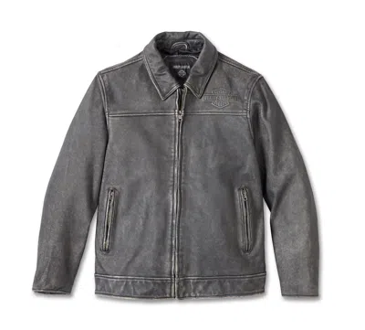 Pre-owned Harley-davidson Harley Davidson Gas & Oil Leather Jacket For Men - Black Leather Leather Jacket