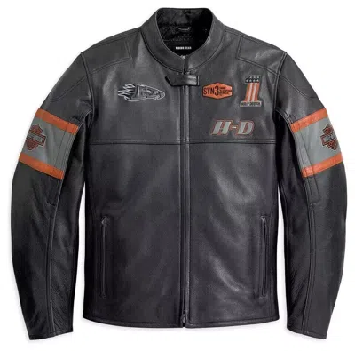 Pre-owned Harley-davidson Harley Davidson Men's Black Screaming Eagle Incinerator Moto Leather Jacket