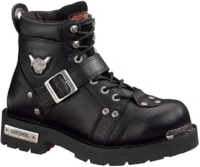 Pre-owned Harley-davidson Men's Brake Buckle Boot In Black