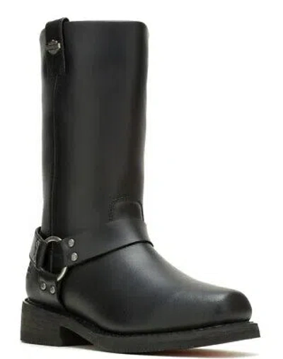 Pre-owned Harley-davidson Men's Hustin Ride 11" Wp Black Leather Motorcycle Boots, D96314