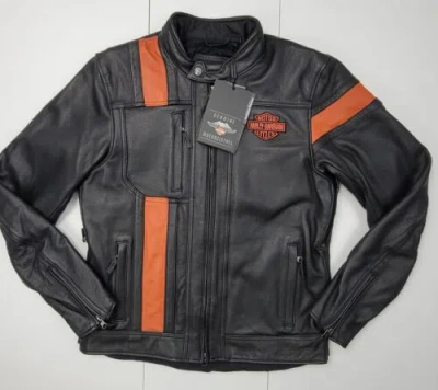 Pre-owned Harley-davidson Harley Davidson Men's Hwy-100 Waterproof Leather Jacket Size Medium 98000-22vm In Black