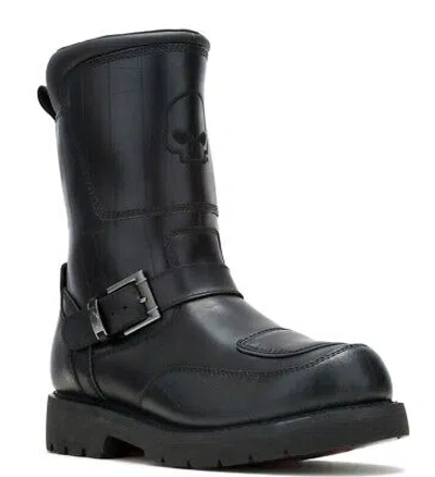 Pre-owned Harley-davidson Men's Shift Ride 9" Wp Black Leather Motorcycle Boots, D96313