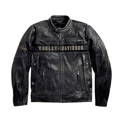 Pre-owned Harley-davidson Harley Davidson Motorcycle Leather Jacket, Hd Distressed Biker Leather Jacket In Black