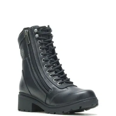 Pre-owned Harley-davidson Women's 7" Tessa Riding Boot Black - D85262, Black