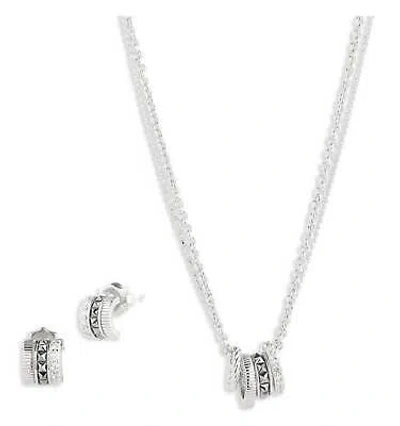 Pre-owned Harley-davidson Women's Crystal Disc Charms Necklace & Earring Set, Silver