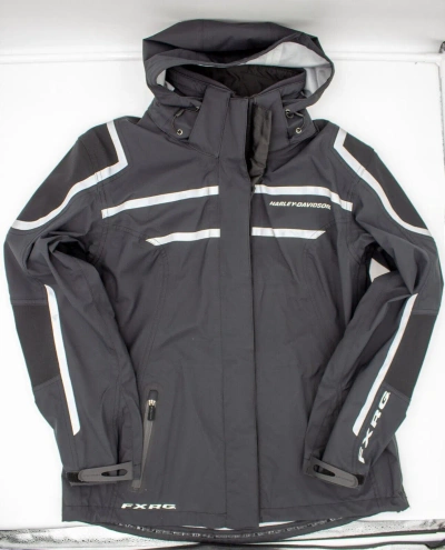 Pre-owned Harley-davidson Women's Fxrg Rain Jacket 98342-19vw Sz M In Gray/black
