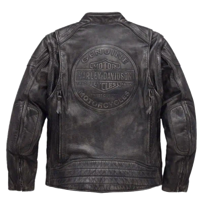 Pre-owned Harley-davidson Hd Men's Dauntless Convertible 2 In 1 Genuine Cow Leather Harley Davidson Jacket In Black