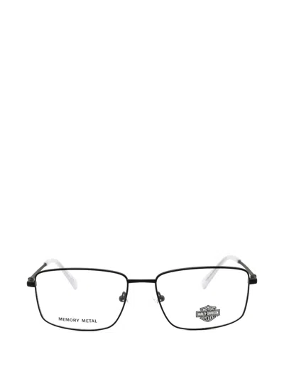 Harley-davidson Logo-engraved Rectangle-frame Glasses In Black