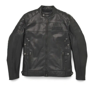 Pre-owned Harley-davidson Men's Fremont Triple Vent System Leather Jacket 97030-22vm In Black