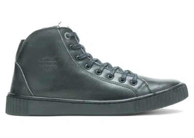 Pre-owned Harley-davidson Men's Harleydavidson Barren 5" Leather Laceup Sneakers In Black