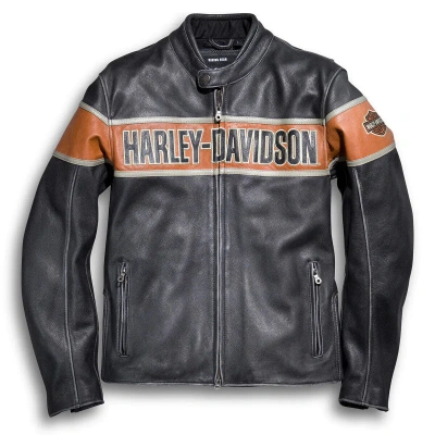 Pre-owned Harley-davidson Men Motorcycle Vintage Racer Black Biker Leather Fashion Jacket In Brown