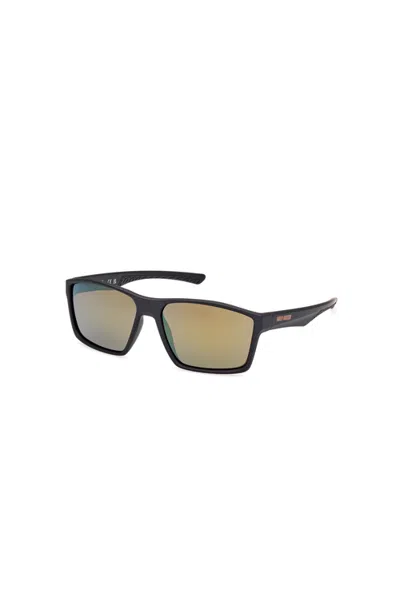 Harley-davidson Vented Temple Rectangular Sport Sunglasses In Black