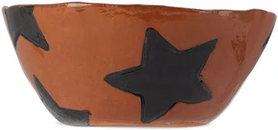 Harlie Brown Studio Ssense Exclusive Black Stars Delight Cereal Bowl In Black/terracotta