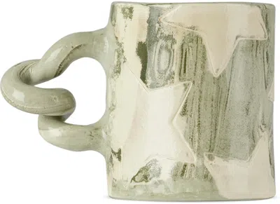Harlie Brown Studio Ssense Exclusive Green & White Marbled Star Wiggle Mug In Greenmarblewhitestar