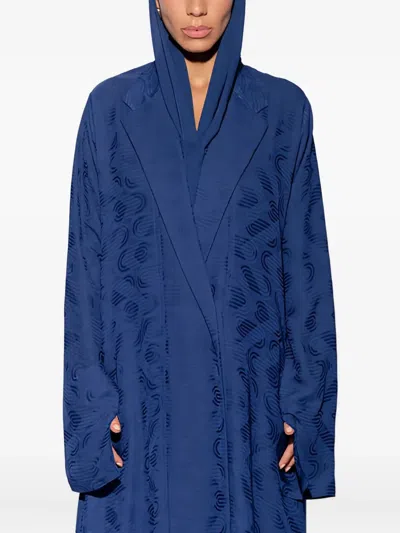 Harlienz Shawl-collar Patterned Maxi Dress In Blue