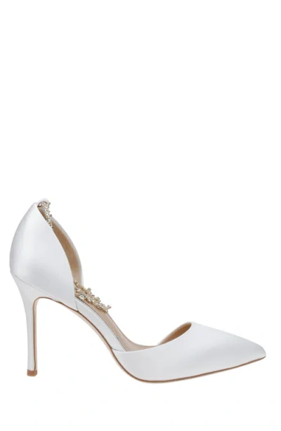 Harlo Daniela Satin Pointed Toe Stiletto With Ankle Bracelet In White