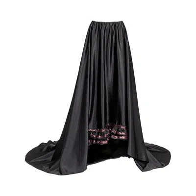 Harlow Loves Daisy Women's Black Desire - Midnight Satin Opera Skirt With Sparkle Notes