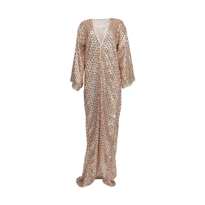Harlow Loves Daisy Women's Juniper - Luxuriously Long Golden Sparkle Robe With Trim In Pink