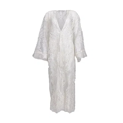 Harlow Loves Daisy Women's White Anais - Ethereal Ivory Goddess Robe With Sequin Detailing