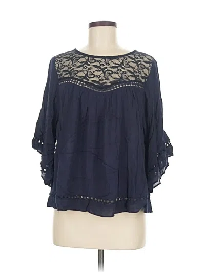 Pre-owned Harlowe & Graham 3/4 Sleeve Blouse In Blue