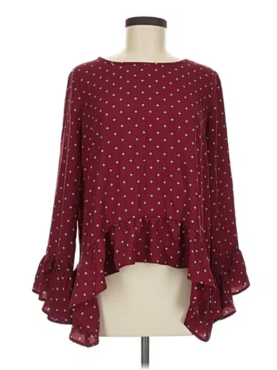 Pre-owned Harlowe & Graham 3/4 Sleeve Blouse In Burgundy