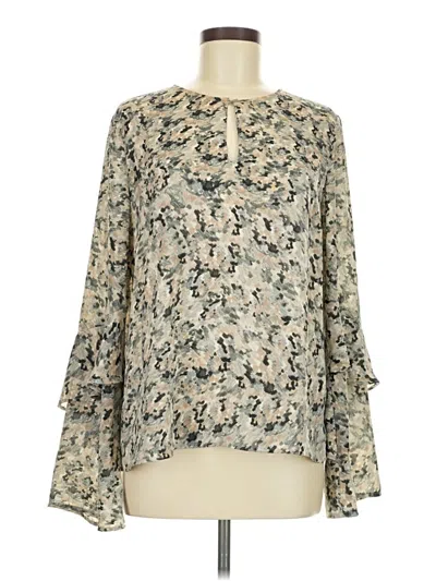 Pre-owned Harlowe & Graham Long Sleeve Blouse In Brown