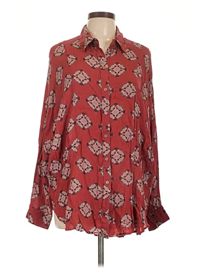 Pre-owned Harlowe & Graham Long Sleeve Blouse In Burgundy