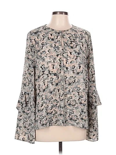 Pre-owned Harlowe & Graham Long Sleeve Blouse In Gray