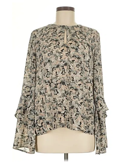 Pre-owned Harlowe & Graham Long Sleeve Blouse In Gray