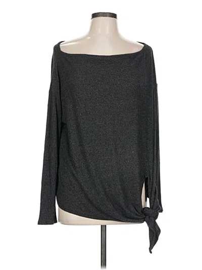 Pre-owned Harlowe & Graham Long Sleeve Top Gray Solid Pattern Off The Shoulder Neckline Tops