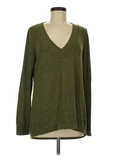 Pre-owned Harlowe & Graham Long Sleeve Top Green V-neck Tops