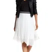 Harlowe & Graham Sheer Uneven Hem Pleated Midi Skirt In White In White