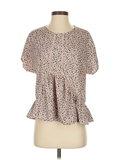 Pre-owned Harlowe & Graham Short Sleeve Blouse In Brown