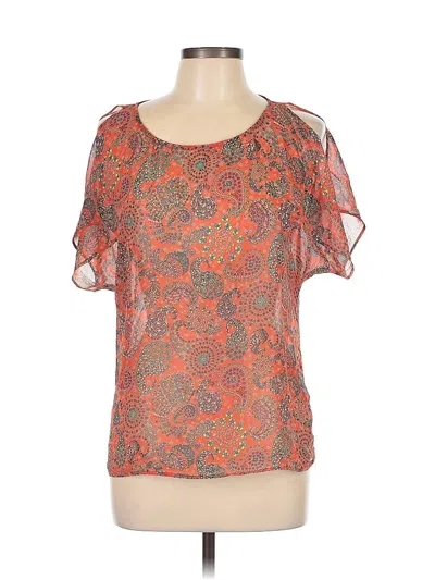 Pre-owned Harlowe & Graham Short Sleeve Blouse In Orange
